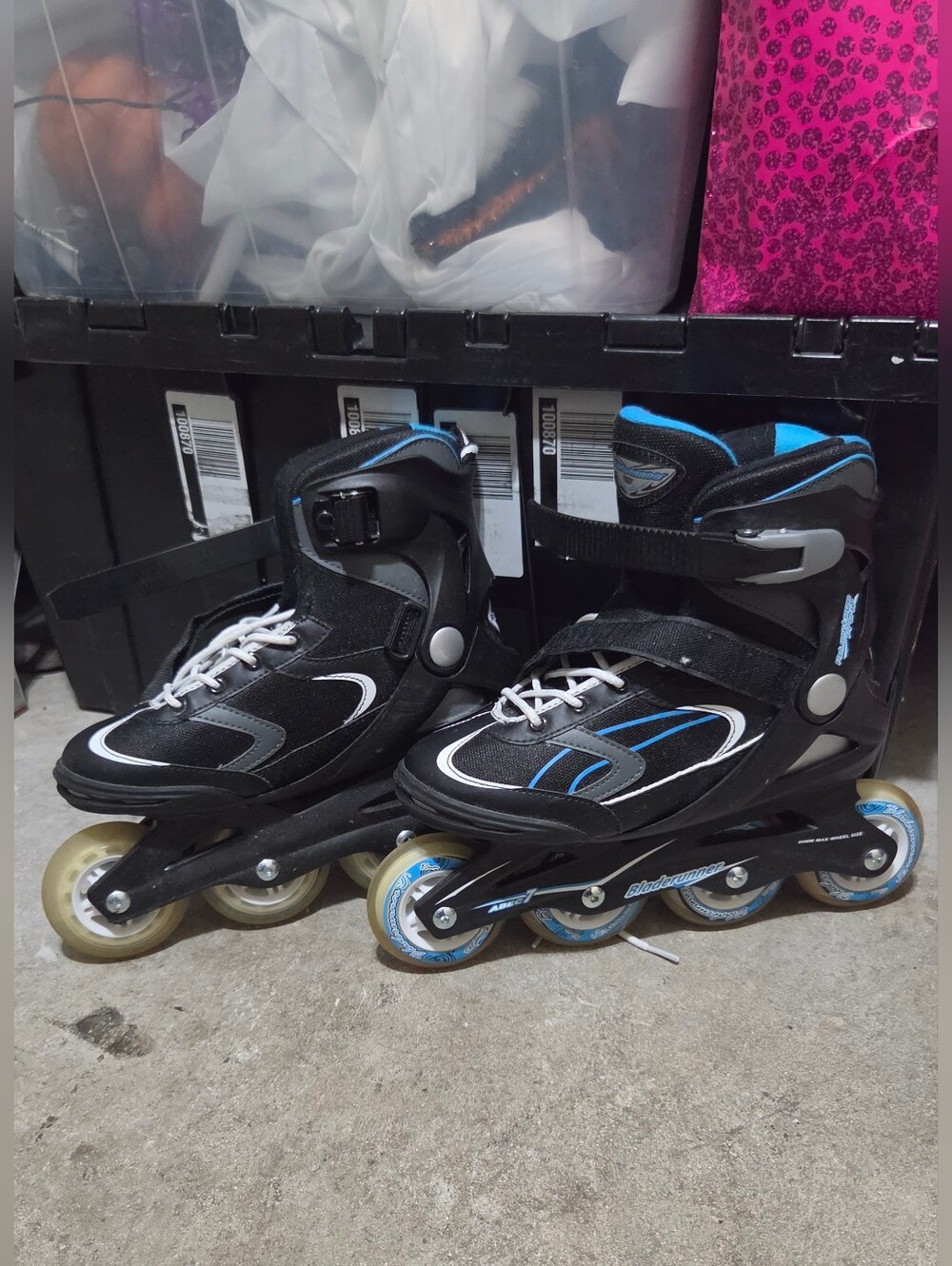 Kids Adjustable Black and Blue Inline Roller Skates